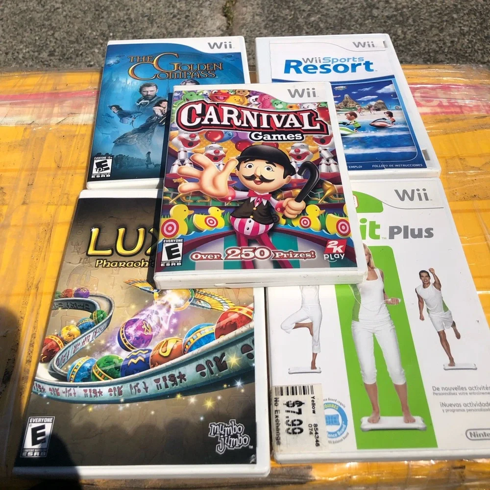 Lots of 5 WII Carnival Games & Wii Game Bundle - Colorful Covers (Multicolor)